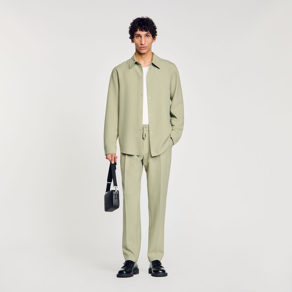 Sandro / Long-sleeved jersey shirt Light Kaki.