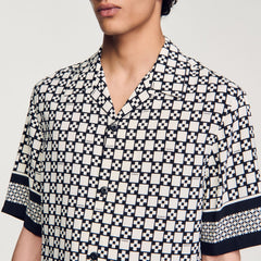 Sandro / Square Cross short-sleeved shirt Ecru / Navy