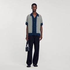 Sandro / Short-sleeved patterned shirt Dark Blue