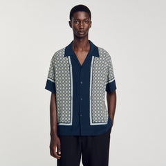 Sandro / Short-sleeved patterned shirt Dark Blue