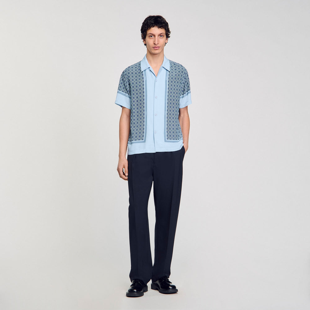 Sandro / Short-sleeved patterned shirt Chambray