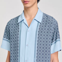 Sandro / Short-sleeved patterned shirt Chambray