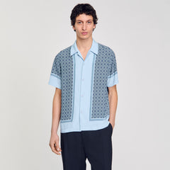 Sandro / Short-sleeved patterned shirt Chambray