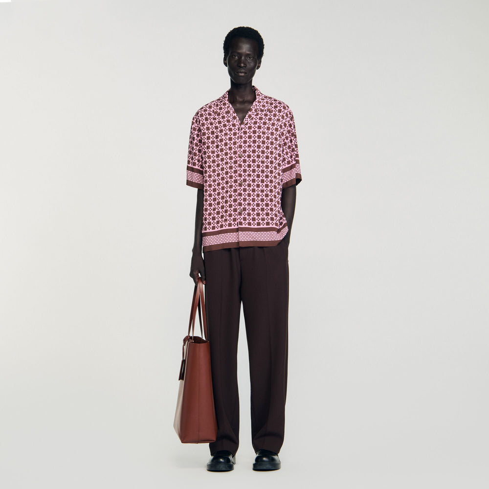 Sandro / Square Cross motif flowing shirt Baby Pink