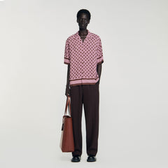 Sandro / Square Cross motif flowing shirt Baby Pink