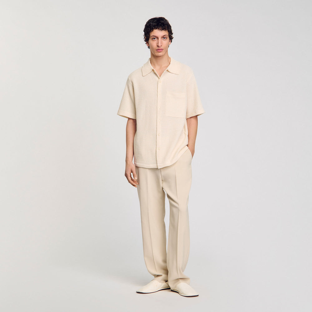 Sandro / Waffled shirt Ivory.