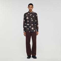Sandro / Floral print linen shirt Chocolate