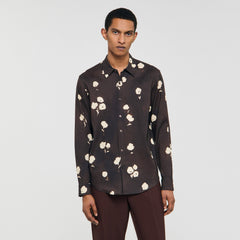 Sandro / Floral print linen shirt Chocolate