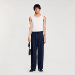Sandro / Elasticated wide-leg trousers Midnight Blue