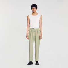 Sandro / Elasticated straight-leg trousers Light Kaki.