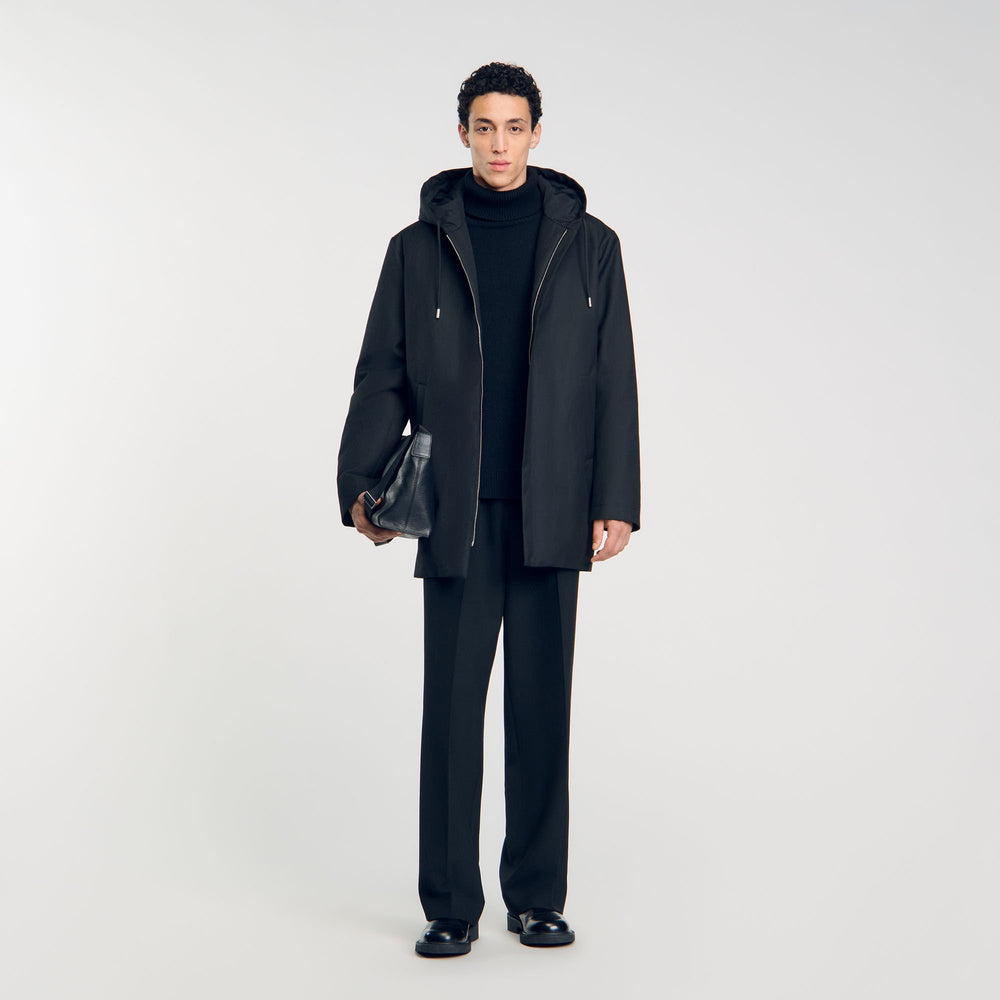 Sandro / Hooded parka with zip Black
