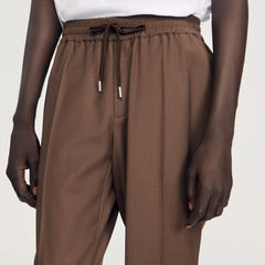 Sandro / Elasticated straight-leg pants Tobacco Brown