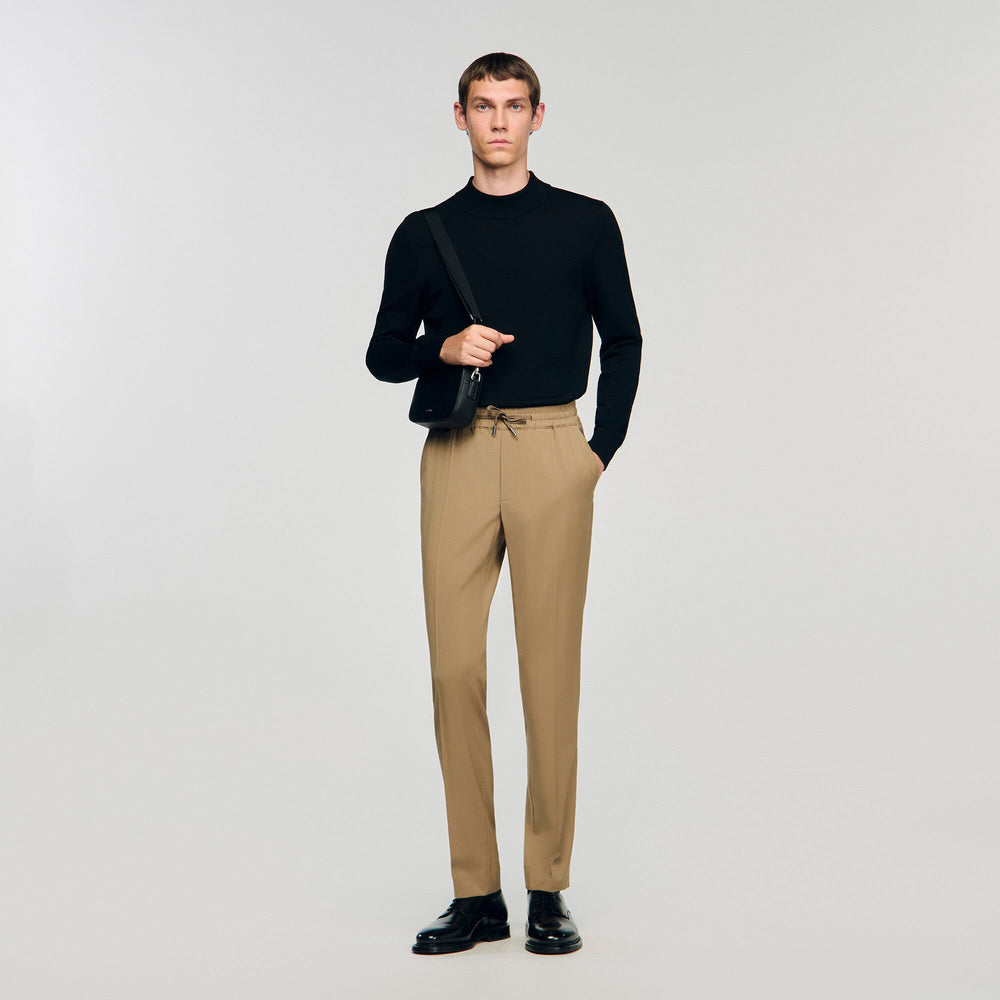 Sandro / Elasticated straight-leg trousers Dark Sand
