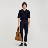 Sandro / Cotton carrot-cut trousers Black