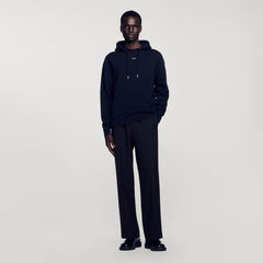 Sandro / Embroidered hoodie Black