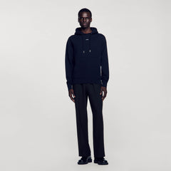 Sandro / Embroidered hoodie Black
