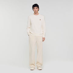 Sandro / Oversized sweatshirt with leather patch Butter Cream