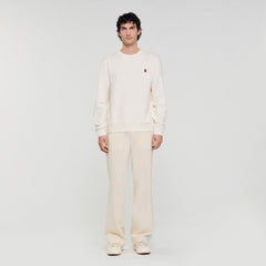 Sandro / Oversized sweatshirt with leather patch Butter Cream