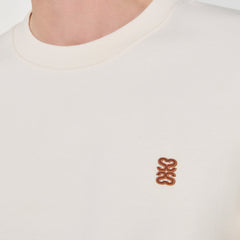 Sandro / Oversized sweatshirt with leather patch Butter Cream