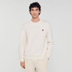Sandro / Oversized sweatshirt with leather patch Butter Cream