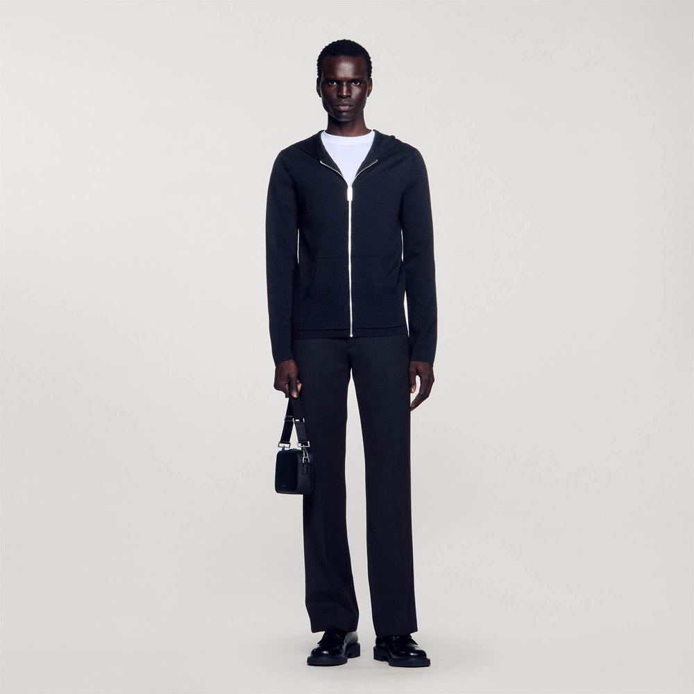 Sandro / Zipped cardigan with hood Black