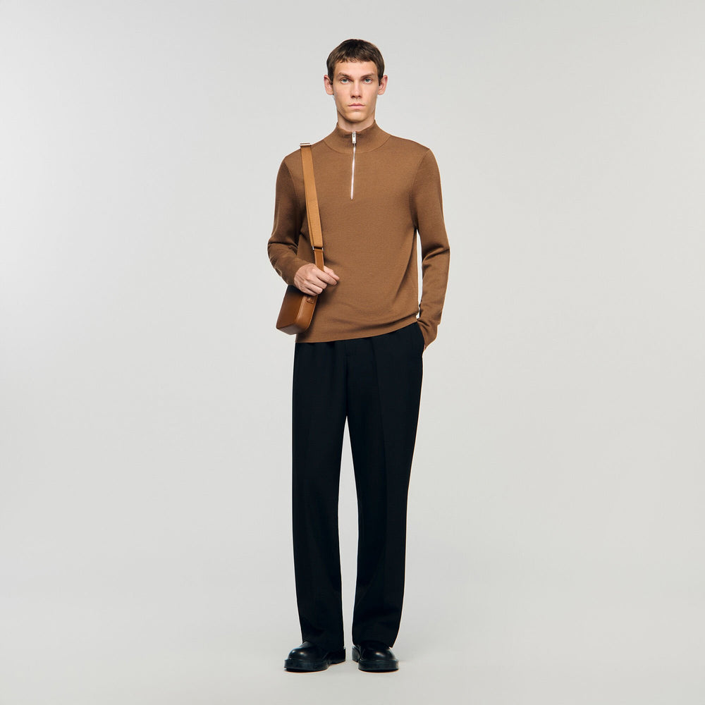 Sandro / Wool sweater with zip collar Beige