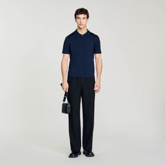 Sandro / Knitted polo shirt with zip collar Navy Blue