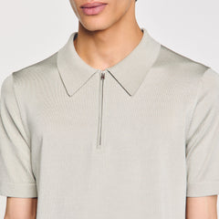 Sandro / Knitted polo shirt with zip collar Steel