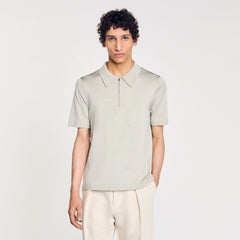 Sandro / Knitted polo shirt with zip collar Steel