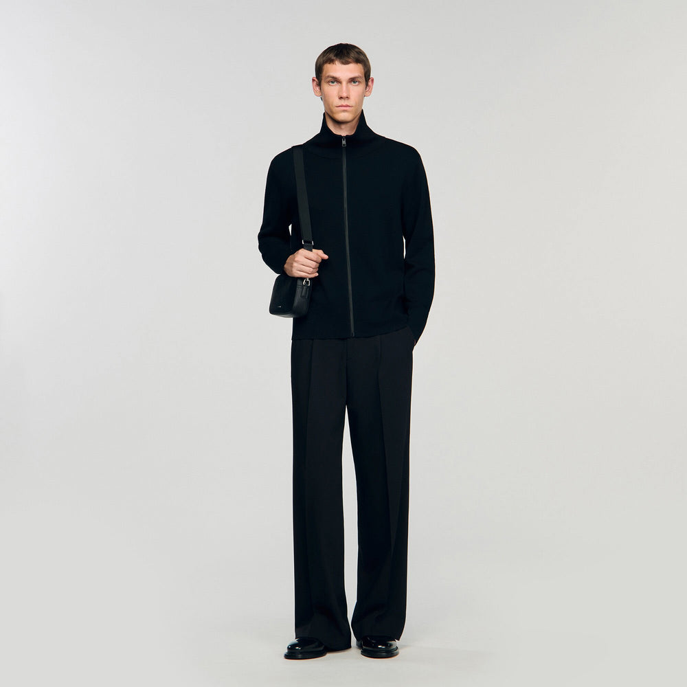 Sandro / Zip-up wool cardigan Black
