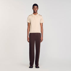 Sandro / Short-sleeve knitted polo shirt Oats