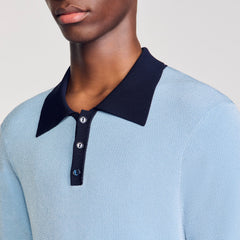 Sandro / Two-tone polo shirt Chambray