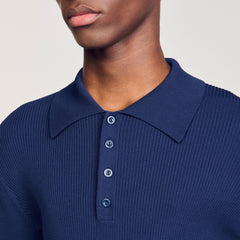 Sandro / Rib knit polo shirt Royal Blue