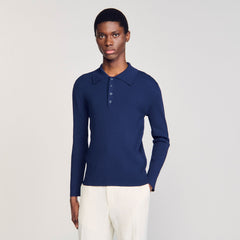 Sandro / Rib knit polo shirt Royal Blue