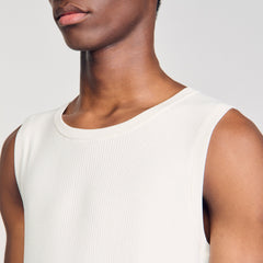 Sandro / Rib knit vest top Optic White