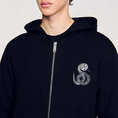 Sandro / Zip-up cardigan with snake detail Black