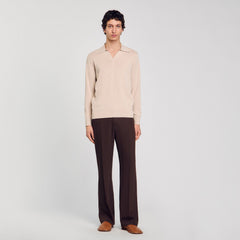 Sandro / Knit polo shirt Oats