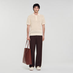 Sandro / Cotton shirt with polo collar Butter Cream