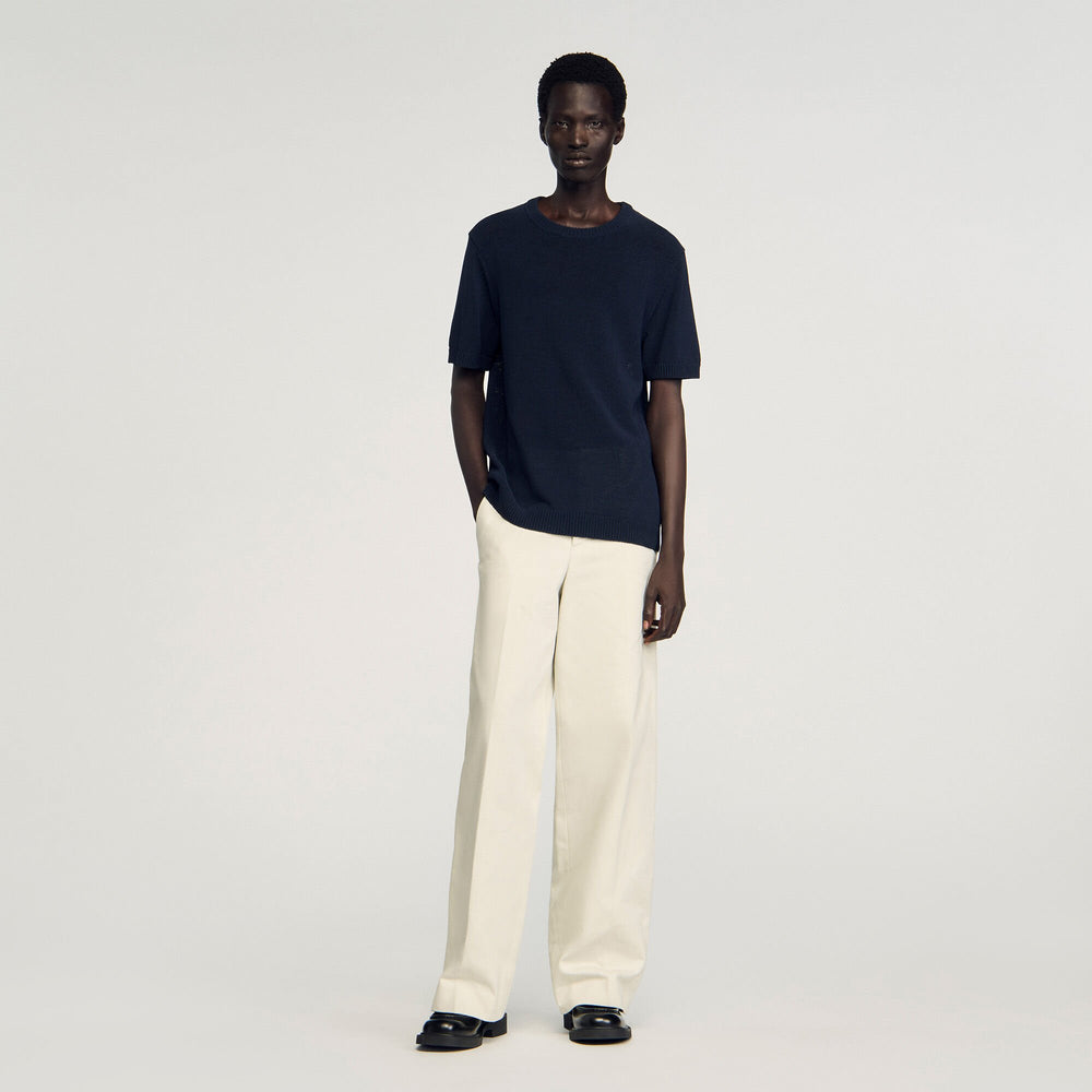 Sandro / Fine knit T-shirt Navy Blue