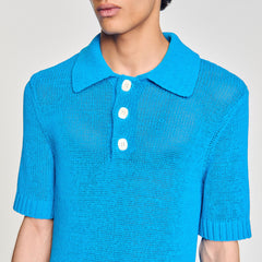Sandro / Knit polo shirt Azur.