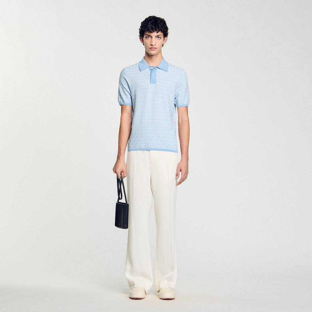Sandro / Square Cross polo shirt Blue Sky