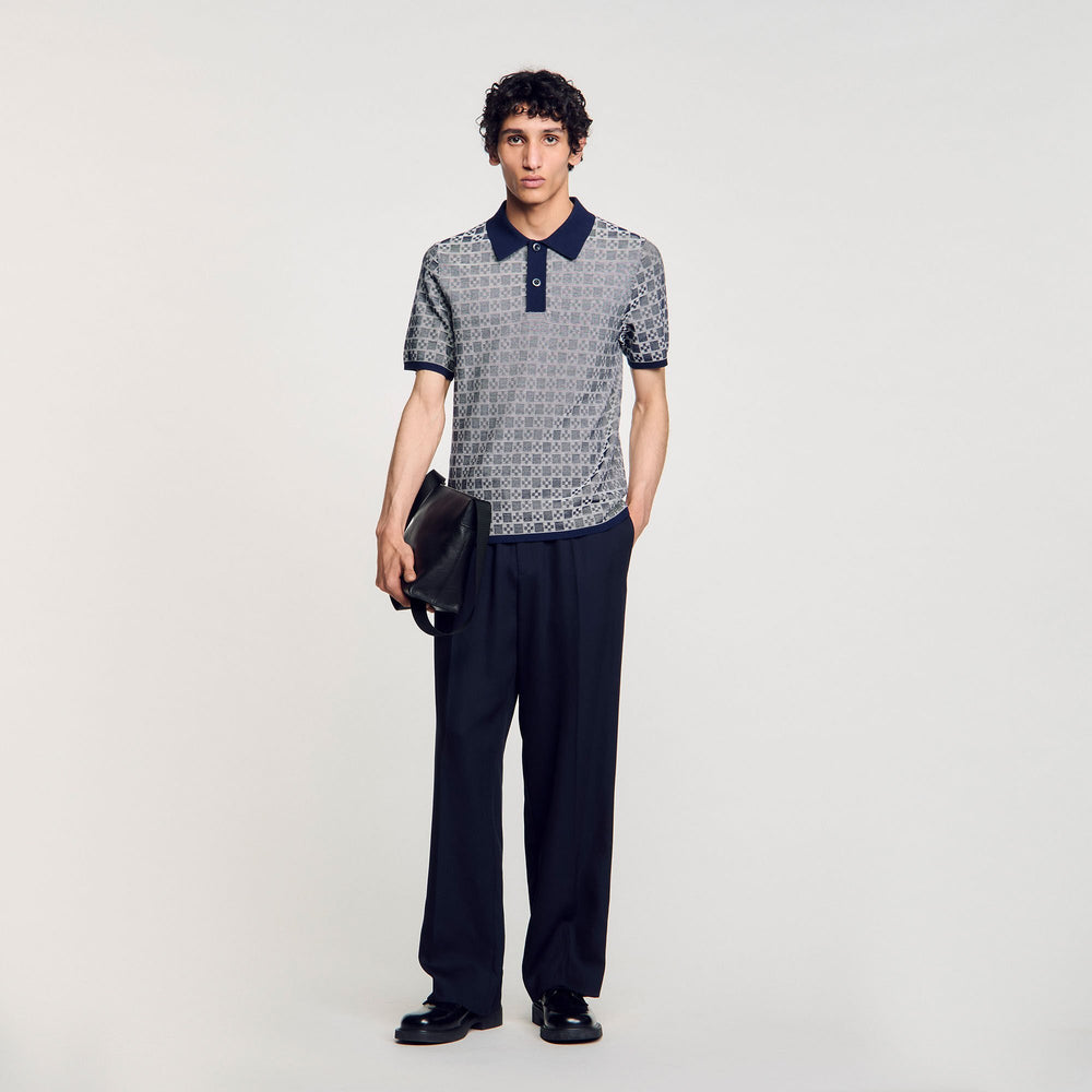 Sandro / Square Cross polo shirt Navy Blue