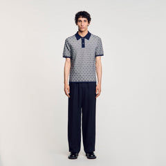Sandro / Square Cross polo shirt Navy Blue