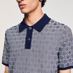 Sandro / Square Cross polo shirt Navy Blue