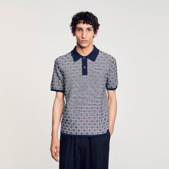 Sandro / Square Cross polo shirt Navy Blue