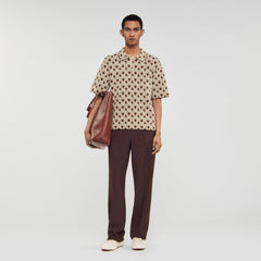 Sandro / Rope jacquard cardigan shirt Butter Cream