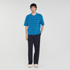 Sandro / Rope jacquard cardigan shirt Turquoise