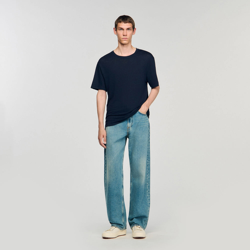 Sandro / Certified linen T-shirt Navy Blue