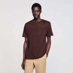 Sandro / Certified linen T-shirt Moka.