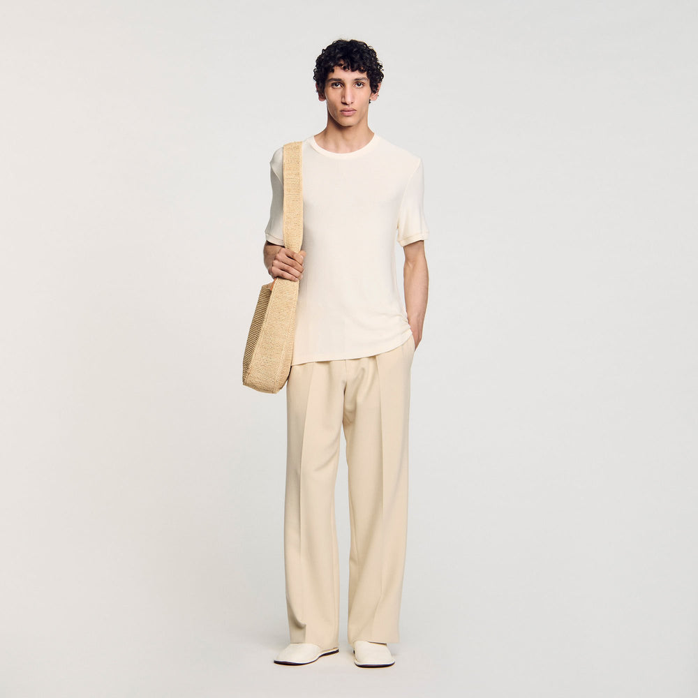 Sandro / Mock neck T-shirt Ivory.